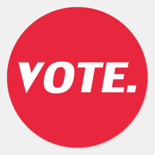 Vote red and white classic round sticker