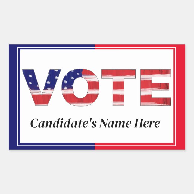 Vote Red/Blue Rectangular Sticker (Front)