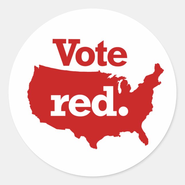 Vote Red Classic Round Sticker (Front)
