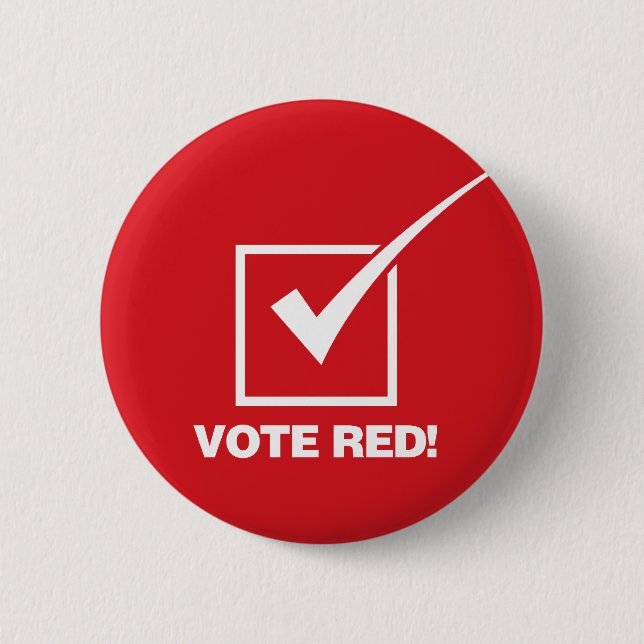 Vote Red - Solid 6 Cm Round Badge (Front)