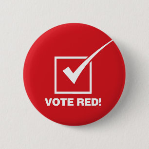 Vote Red - Solid 6 Cm Round Badge