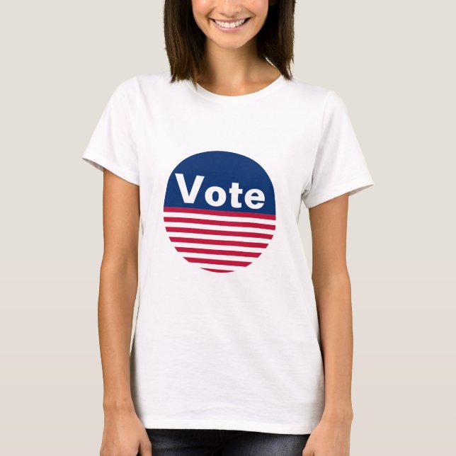 Vote Red White and Blue Patriotic Stripes T-Shirt (Front)