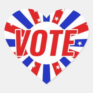VOTE red white and blue star rays Election 2020 Heart Sticker