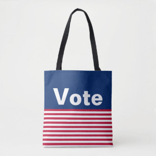 Vote Red White and Blue Stripes Tote Bag