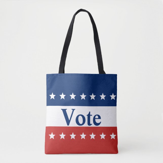 Vote Red White and Blue with Stars Tote Bag (Front)