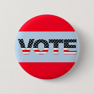 VOTE Red, White, Blue 6 Cm Round Badge