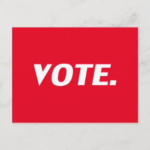 Vote red white modern typography minimalist postcard