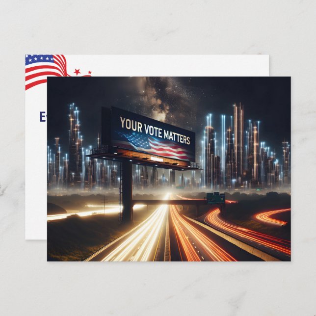 Vote Reminder Billboard With Lightning Postcard (Front/Back)