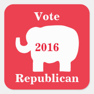 Vote Republican 2016 Election Elephant Red Square Sticker