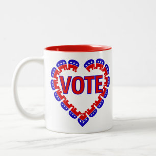 vote republican elephant Two-Tone coffee mug