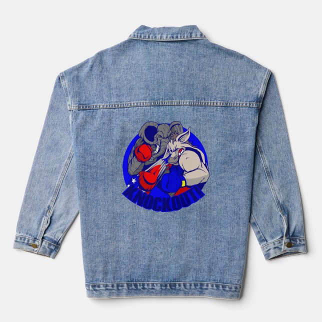 vote republican elephant win election denim jacket (Back)