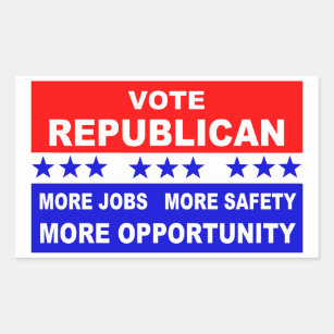 Vote Republican More Jobs, Safety, and Oppertunity Rectangular Sticker