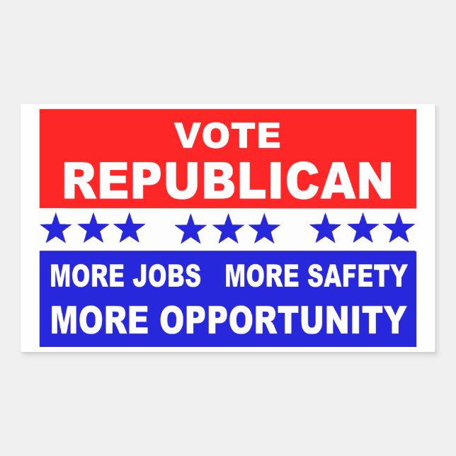 Vote Republican More Jobs, Safety, and Oppertunity Rectangular Sticker (Front)