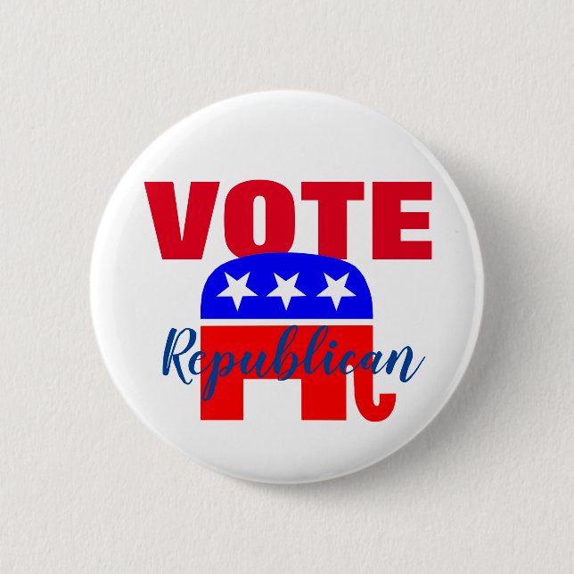 VOTE Republican with Patriotic Elephant 6 Cm Round Badge (Front)