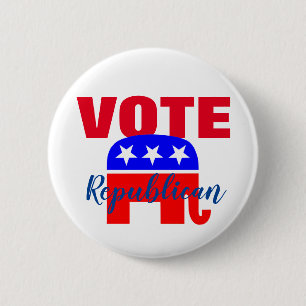 VOTE Republican with Patriotic Elephant 6 Cm Round Badge