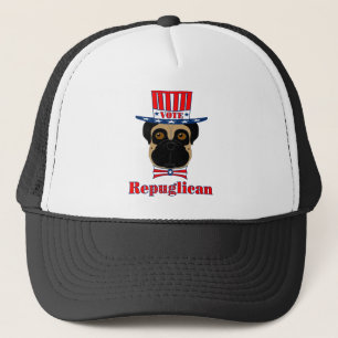 Vote rePUGlican Funny Pug in Red White Blue Hat