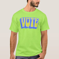Vote Retro Colourful Groovy Blue Yellow Chartreuse