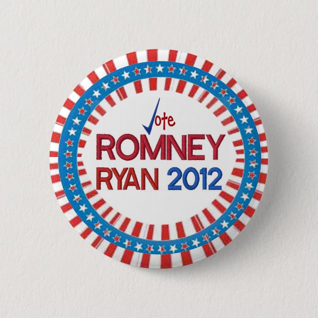 Vote Romney Ryan 2012 Stars & Stripes Button (Front)