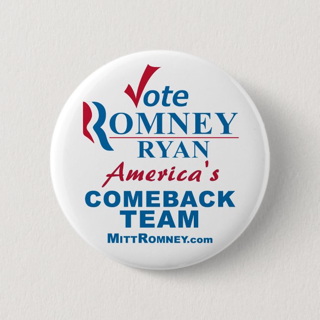 Vote Romney Ryan 6 Cm Round Badge (Front)