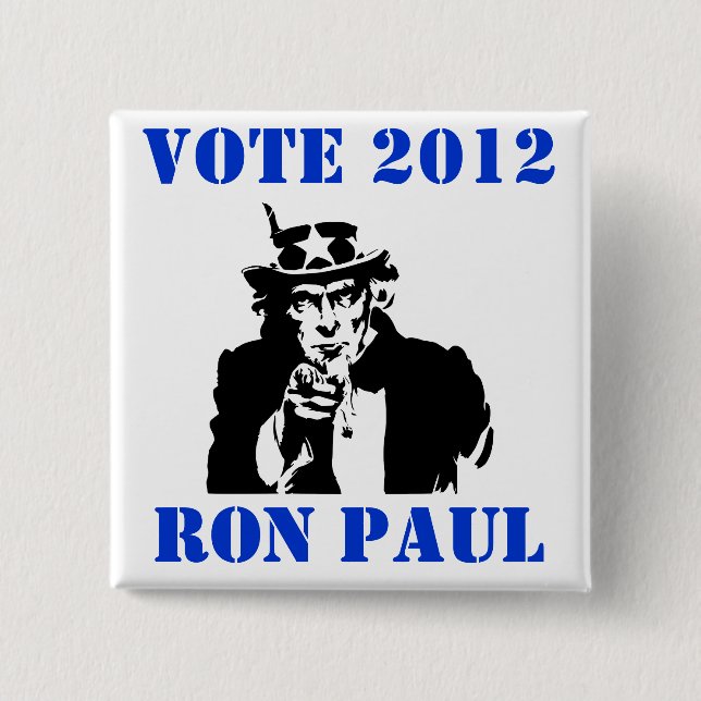 VOTE RON PAUL 2012 15 CM SQUARE BADGE (Front)