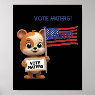 Vote S Election Poster Featuring A Cute Bear Stick