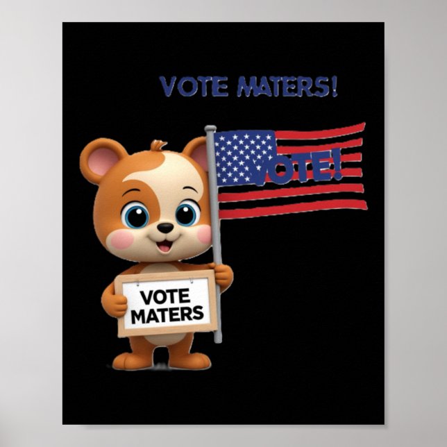 Vote S Election Poster Featuring A Cute Bear Stick (Front)