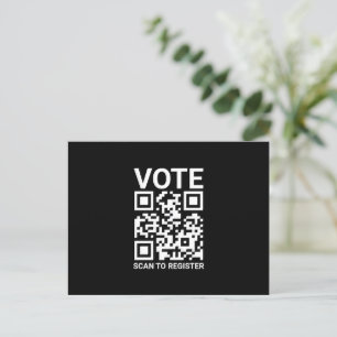 Vote Scan QR Code to register black custom Postcard