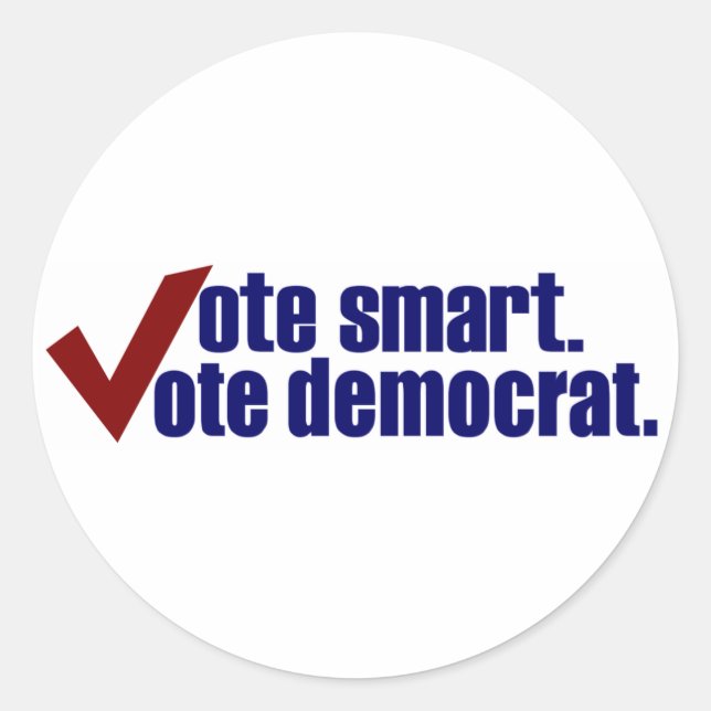 Vote Smart Vote Democrat Classic Round Sticker (Front)