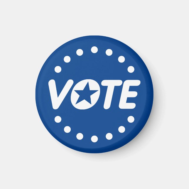 VOTE Star Polka Dot Custom Colors White Blue Magnet (Front)
