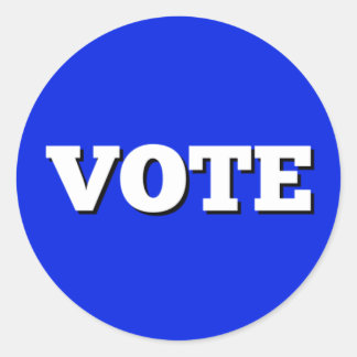 Vote Sticker on Blue Background