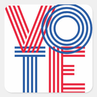 VOTE Striped Red Blue Square Sticker