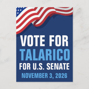 Vote Talarico for Senate 2026 American Flag Holiday Postcard