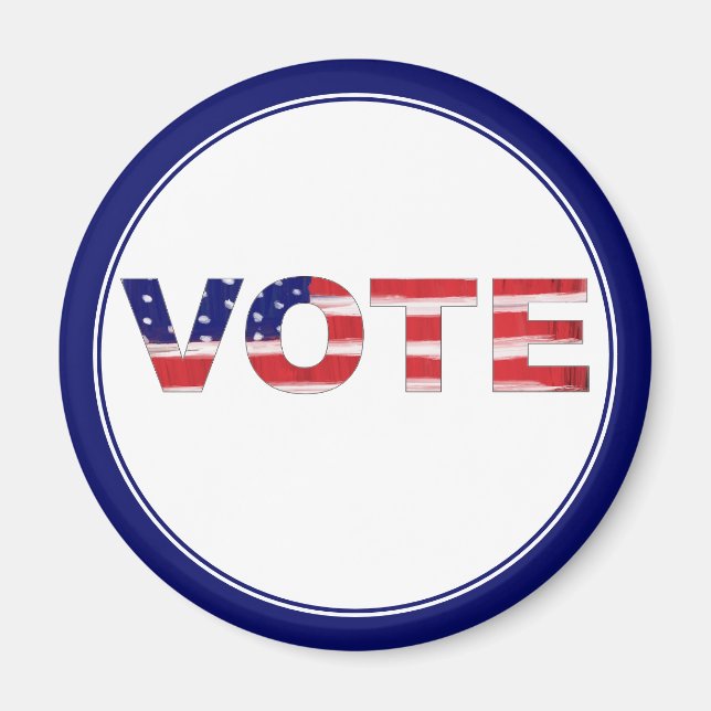 Vote Text In Flag Colours Blue Magnet (Front)