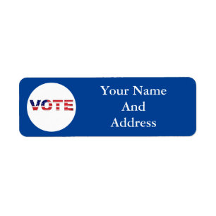 Vote Text In Flag Colours Blue Return Address Label