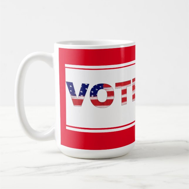 Vote Text In Flag Colours Red Coffee Mug (Left)