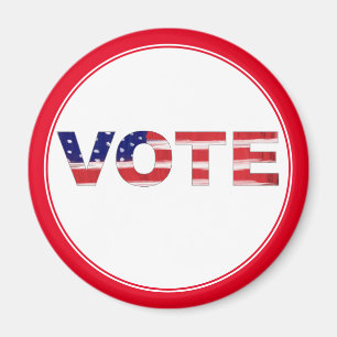 Vote Text In Flag Colours Red Magnet