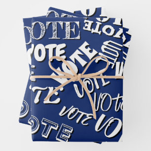 Vote text pattern font election white blue wrapping paper sheet
