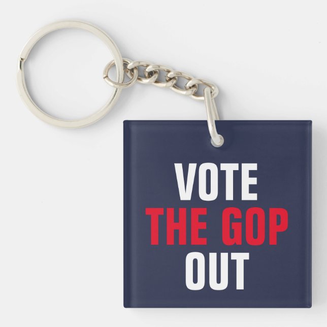 Vote the GOP Out Red White Blue Political Key Ring (Front)