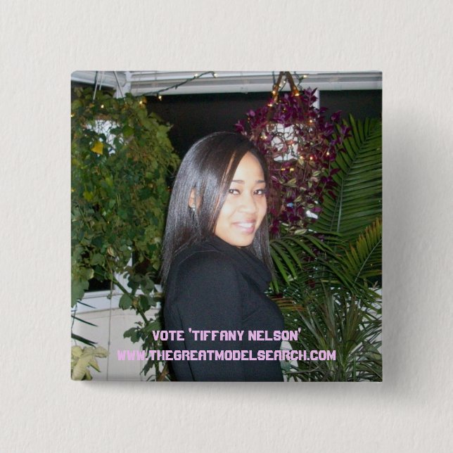 VOTE 'TIFFANY NELSON " 15 CM SQUARE BADGE (Front)