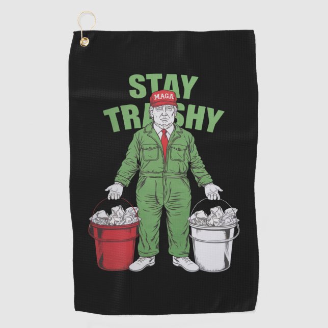 Vote Trump Garbage Man Stay Trashy 2024 Election  Golf Towel (Front)