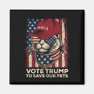 Vote Trump To Save Our Pets 2024 American Flag Gif Magnet