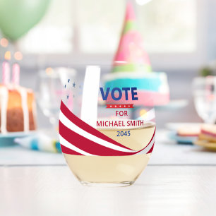 Vote USA Flag Political Campaign Stemless Wine Glass
