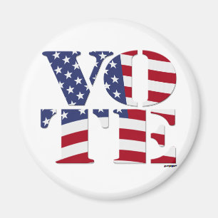 VOTE "V O T E" with US FLAG Magnet