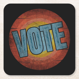 VOTE VINTAGE SQUARE PAPER COASTER