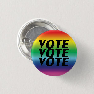 vote vote vote - black, pride lgbtq rainbow Button