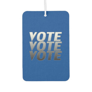 "vote vote vote" - Blue black, white, grey - Car Air Freshener