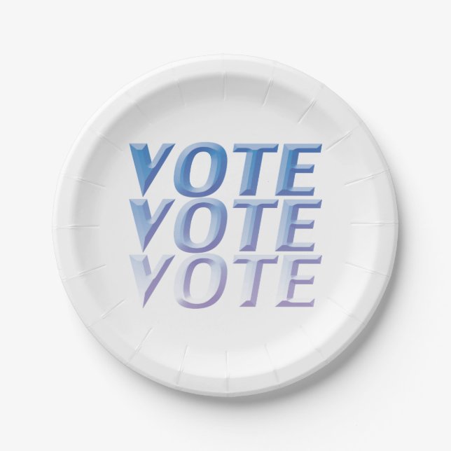 "Vote vote vote" Blue white - Paper Plate (Front)