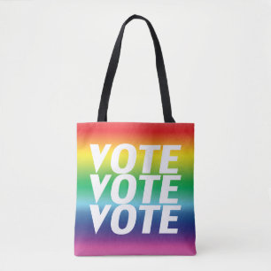vote vote vote - pride lgbtq lgbt tote bag