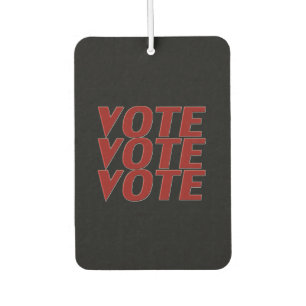 vote vote vote red modern typography black car air freshener