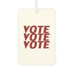 Vote vote vote red modern typography white car air freshener